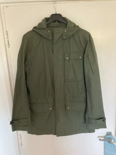 Victorinox Mens Coat Green Hooded Outdoors Coat Swiss Army Double Zipper S VGC