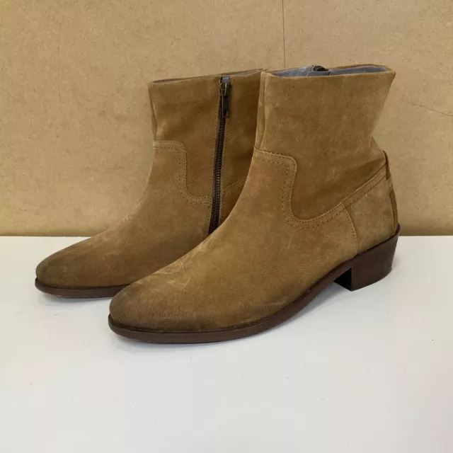 H BY HUDSON Brown Suede Leather Ankle Boots Size UK 4 EU 37 Womens