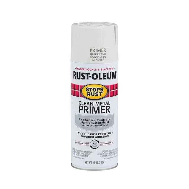Rust-Oleum 7780830 Stops Rust Spray Paint, 12 Ounce, Flat White Clean Metal Prim