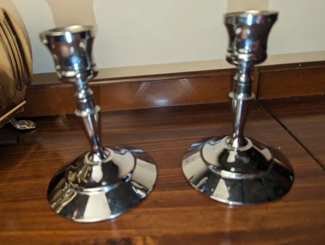 Pair Silver 4.5 " Candleholders