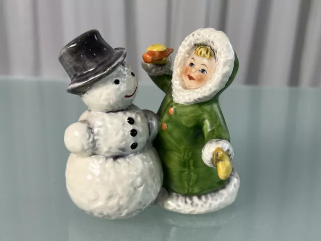 Goebel Porcelana Figura Muñeco de Nieve Con Niño 10 Cm. Superior Estado