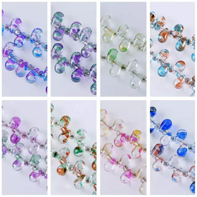 20pcs 6x12mm Top Drilled Colorful Crystal Glass Teardrop Pendant Loose Beads DIY