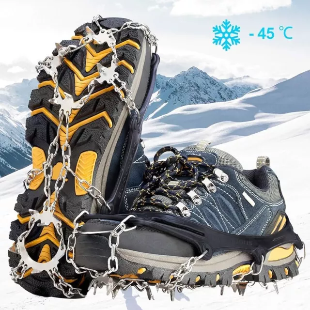 19 Teeth Anti Slip Ice Snow Hiking Climbing Cleats Crampons 7-11 shoe SIZE L