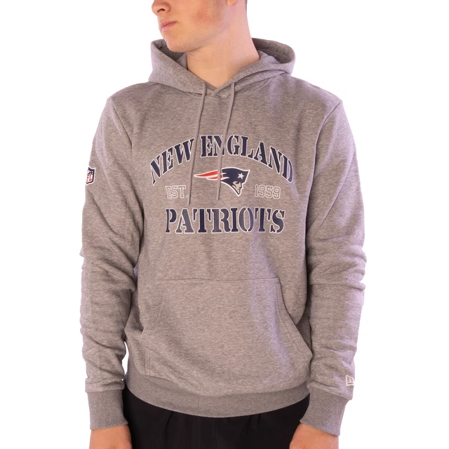 New Era NFL New England Patriots Uomo Felpa con Cappuccio Sweater Grigio 38197