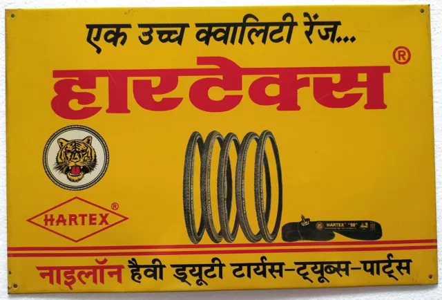 Hartex Tyres Tubes Parts Vintage Advertising Litho Tin Sign India