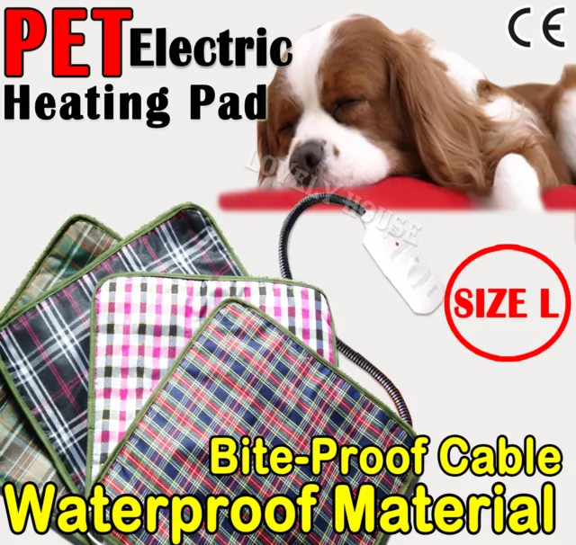Size L- Pet Electric Waterproof Heat Heated Heating Pad Mat Blanket Bed Dog Cat