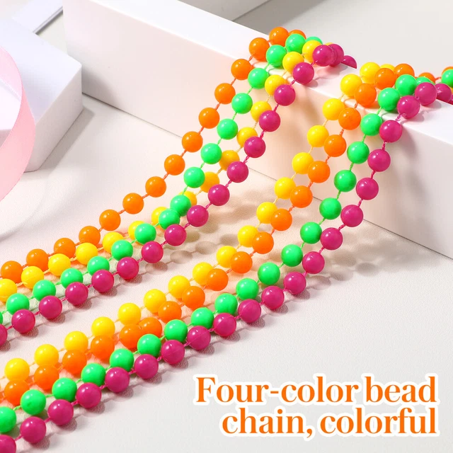 8 PCS Colliers de perles de néon et bracelets Chaînes perlées Party Habit-up 3