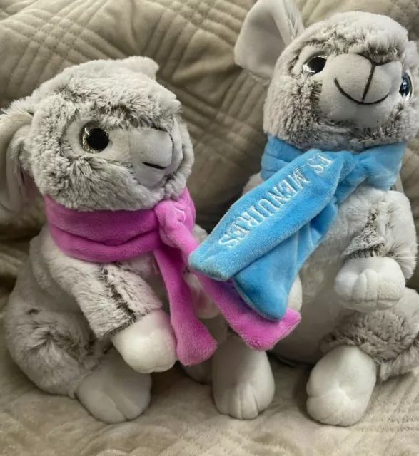 Lot de 2 Peluches Lapin( les menuires ) écharpes rose et bleu 2