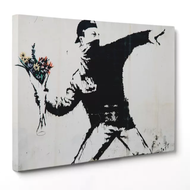 Pinturas Modernas - Banksy - Street Art - Lanzador De Flores Con O Sin Marco
