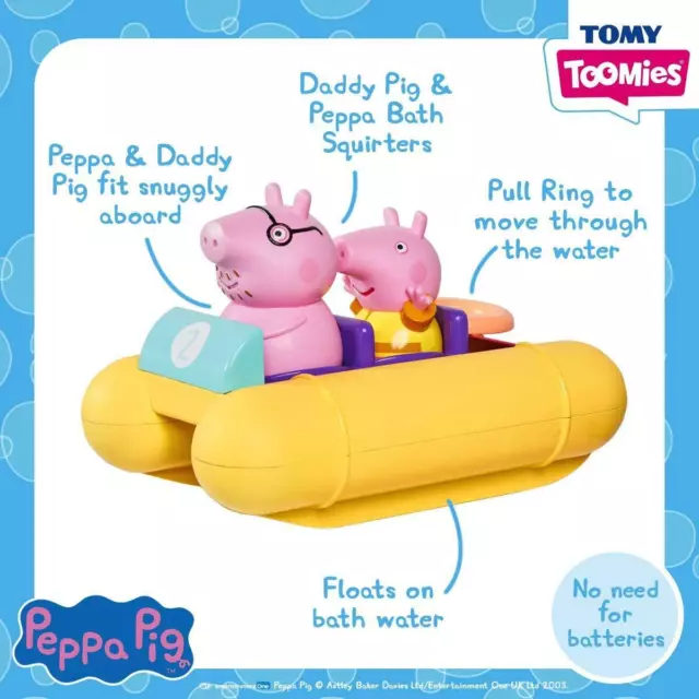 NEU Tomy Toomies Peppa Pig Pull & Go Tretboot Badespielzeug 3