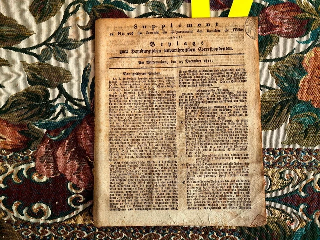 1811 Zeitung  Hamburg b206 Schlome Waserin Hohenfeld bei Sternberg