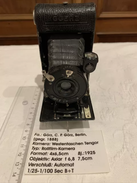 Görz Kamera Rollfilmkamera Bj. 1925 Axiar Balgenkamera 