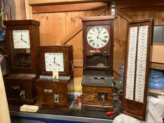 Vintage antique National Time Recorder Clocking in clock engine works rare small