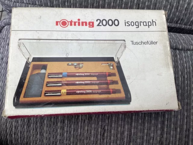 Rotring 2000 Isograph Vintage 3 Pen Set  - with box