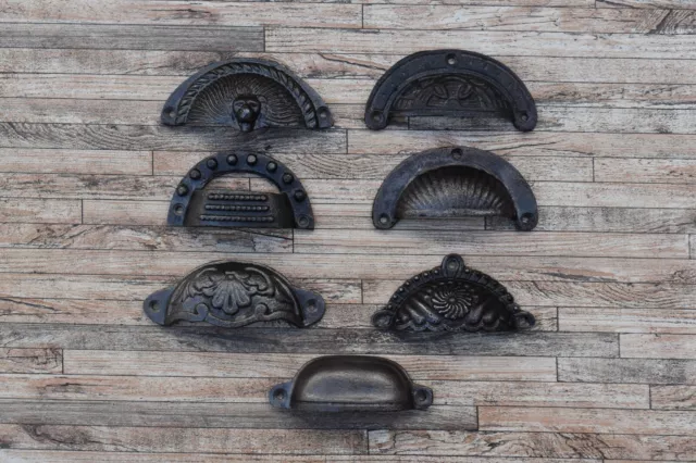 1x Vintage Cast Iron Cup Bin Pull Door Drawer Cabinet Kitchen Cup Pull Handles