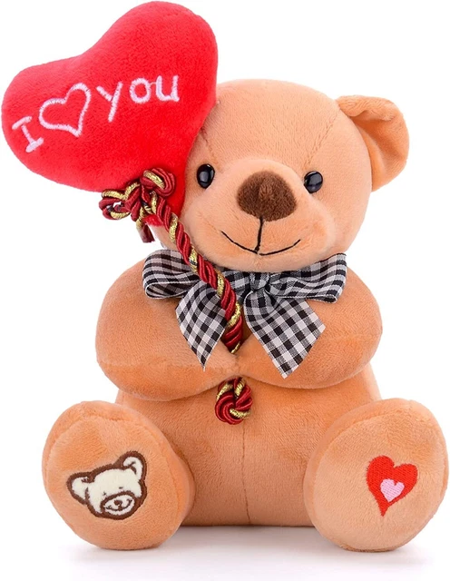 Valentine Plush Brown Teddy Bear Stuffed Animal Doll Valentines Day Decor Gifts