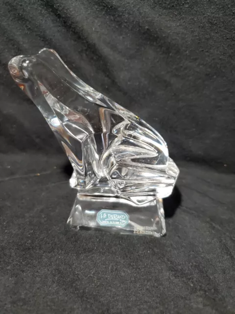 J. G. Durand Crystal Frog Paperweight Figurine Signed 3 1/2”