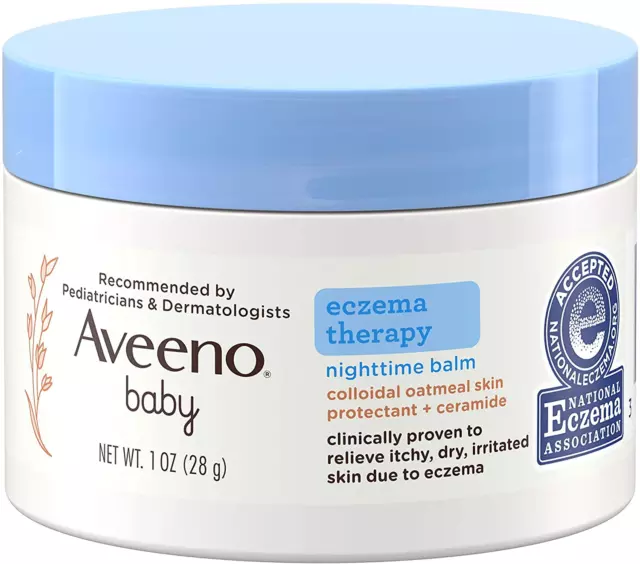 Aveeno Baby Eczema Therapy Nighttime Balm with Colloidal Oatmeal 1 oz Jar