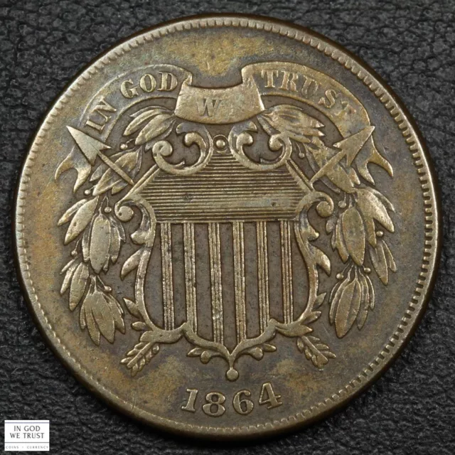 1864 Large Motto Copper Two Cent Piece 2C