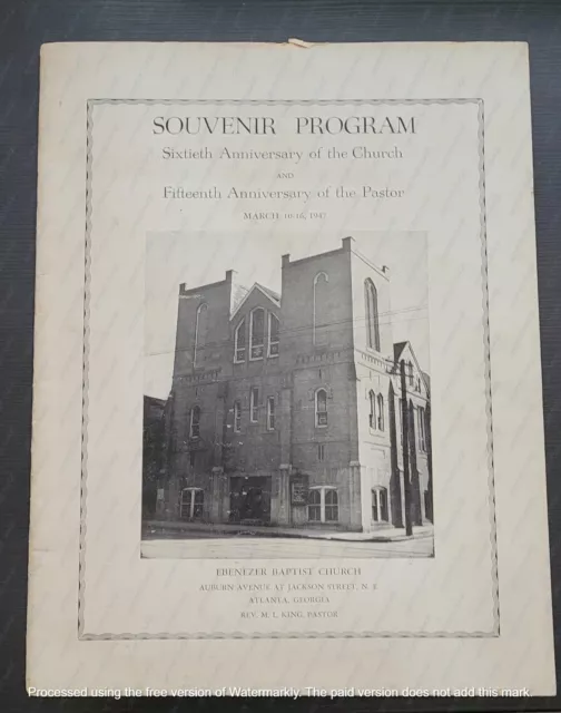 Scarce Martin Luther King Jr 1947 Program Ebenezer Church Photos Ciivl Rights 2