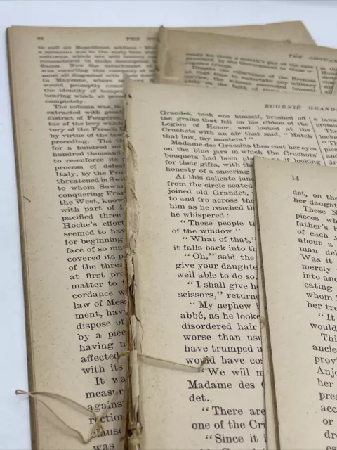 Lote de 150 páginas de texto antiguas de la década de 1890 diario chatarra libro de arte chatarra 2