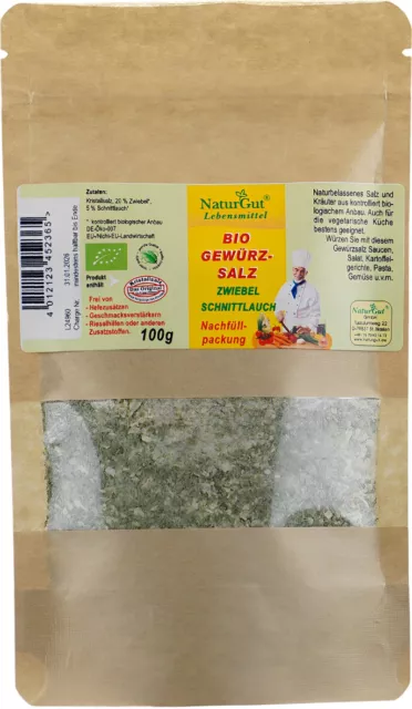 Paquete de Recarga Gewürzsalz Cebolla Bio 100 G Con Sal Cristalina Y Hierbas