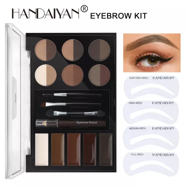 Eyebrow Kit Palette Gift Set Brow Powder Gel Wax Cream Tweezers Stencils dual