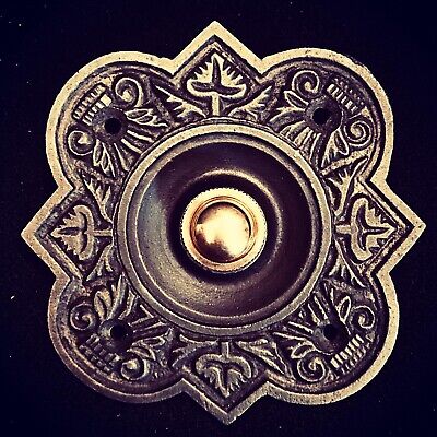 Beautiful Quatrefoil Cast Iron & Brass Door Bell