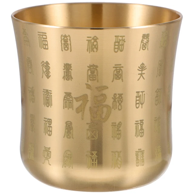 Taza de té de patrón antiguo chino taza de bebida de cobre taza de licor doméstica cubo vintage