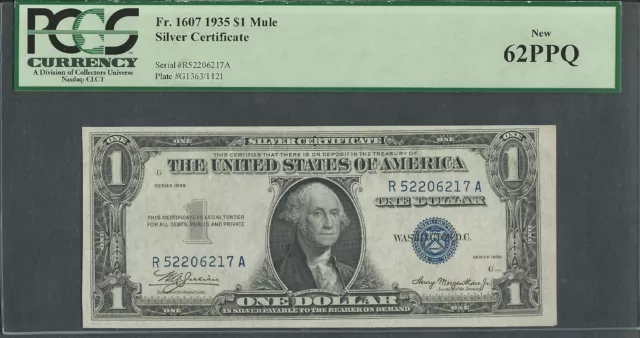 Fr. 1607 1935 $1 Silver Certificate PCGS NEW 62 PPQ **MULE**