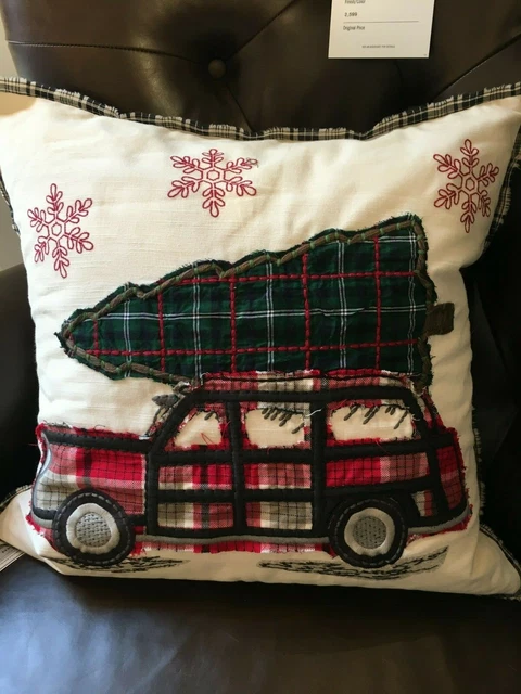 "NUEVO Funda de almohada de árbol de Navidad para coche de cerámica granero leñoso todo el camino a casa Simulada 20"