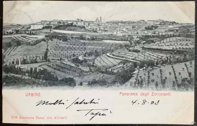 Cartolina Urbino - Panorama dagli Zoccolanti - FP / Viaggiata 1903