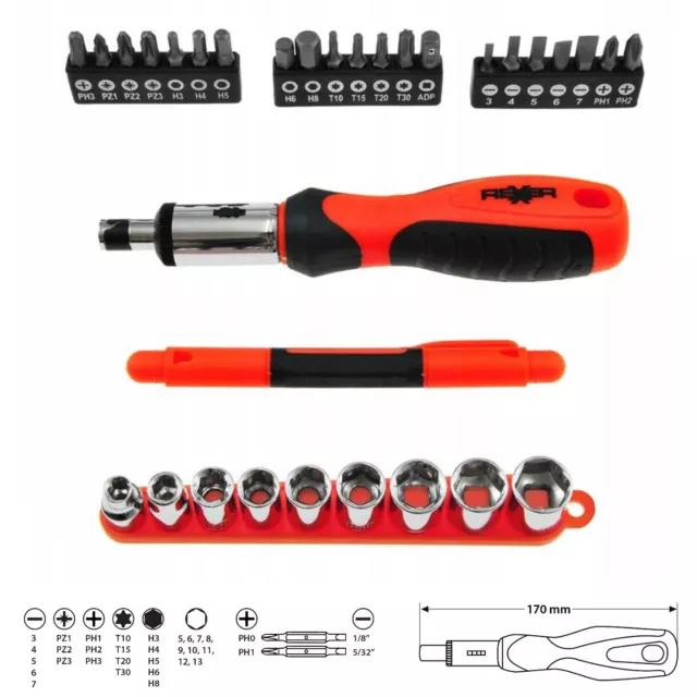 Schraubendreher Set Schraubenzieher 32-tlg. Bit Torx Stecknüsse Innensechskant