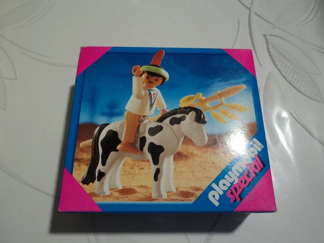 Figurine PLAYMOBIL Vintage Western – Sorcier Indien Avec Lance & Bouclier (1985)