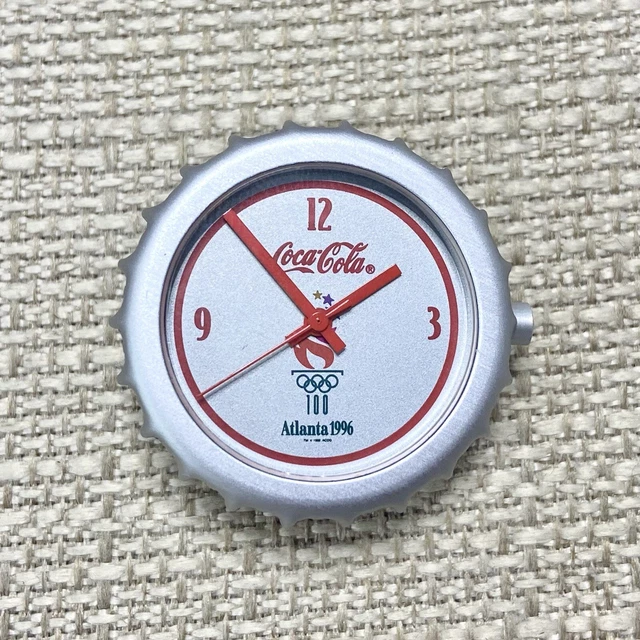 Coca-Cola 1996 Atlanta Olympics Bottle Cap Pin Watch Brooch Clock Ticks