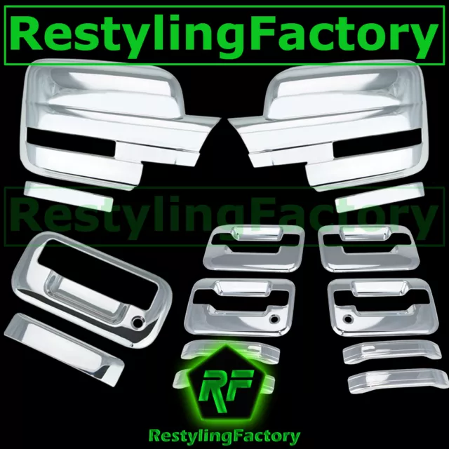 09-14 Ford F150 Chrome Mirror+4 Door Handle+no keypad+PSG keyhole+Tailgate Cover