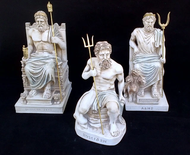 ZEUS HADES POSEIDON Sculptures Ancient Greek God Brothers Statues 314 