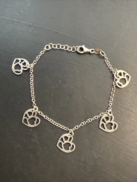 Bracelet Gourmette Argent Massif 925 - Style Art Nouveau Avec Dauphin - Occasion - Longueur Réglable