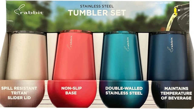 Rabbit Stainless Steel Tumbler Champagne, Coral, Teal, Navy