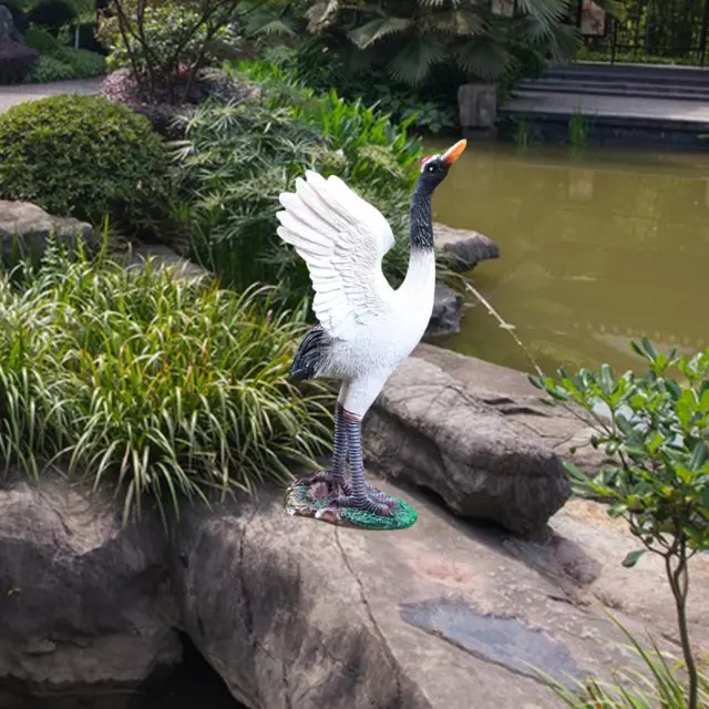 Outdoor Garden Statue Miniature Sculptures Crane Novelty Free Standing Bird