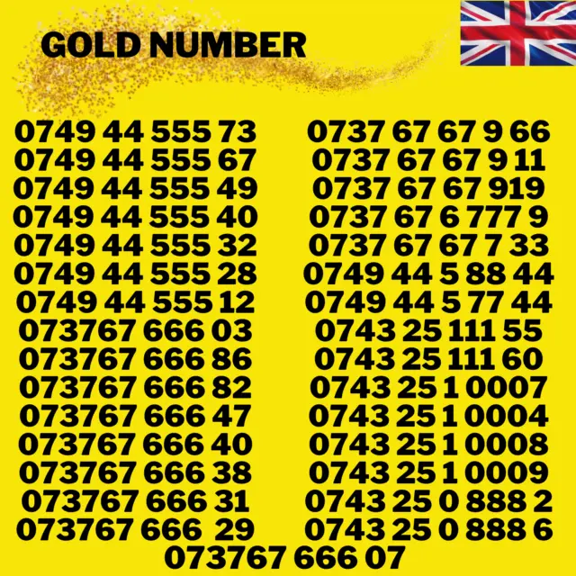 Gold Number VIP Business VIP Number, Gold Sim Card Pay As You Go Sim Card UK