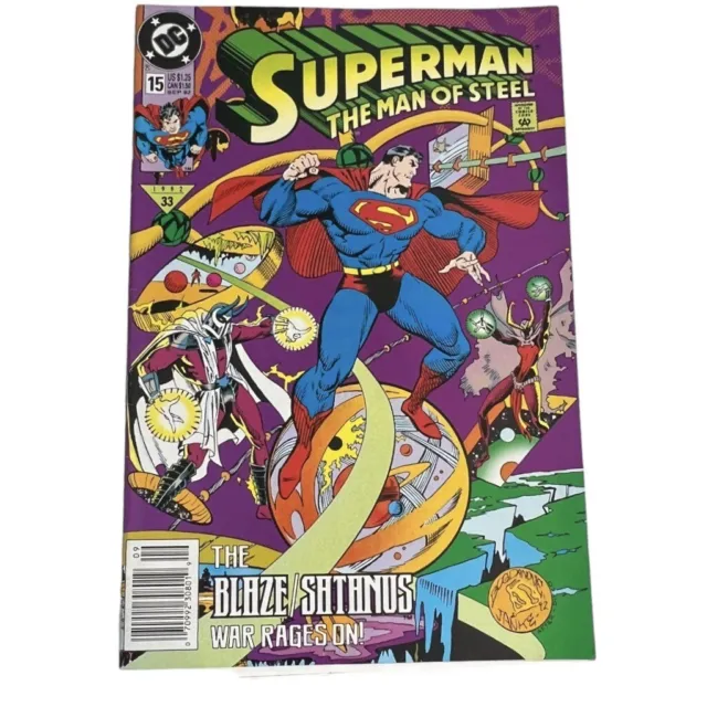 Vintage DC Comics Superman Man of Steel Issue 15 Comic Book Blaze/Satanus War