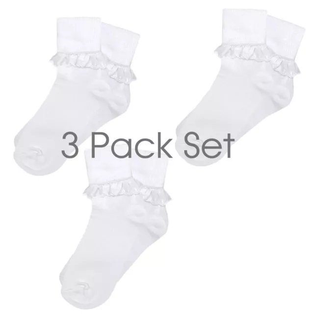 Baby Mädchen & Mädchen Pex 3er-Pack Rüschen weiß Baumwolle reiche Socken UK NB (EU15)-12 (EU30)