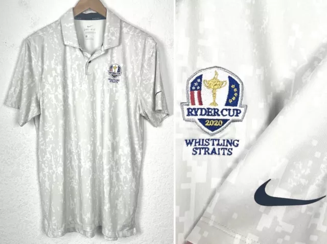 Nike Whistling Straits 2020 Ryder Cup Digital Camo White Gray Golf Polo Shirt S