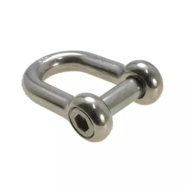 Qty 2 Internal Hex Pin Dee Shackle 8mm x 32mm Shade Boat Stainless A4-70 G316