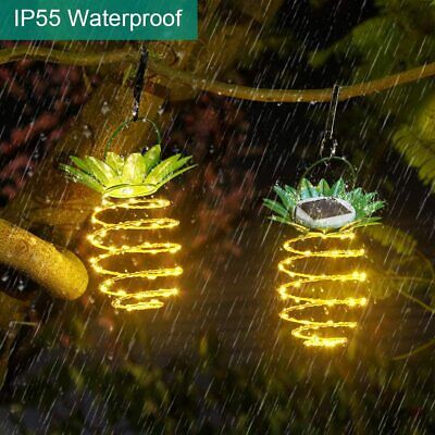 2Pack Outdoor Solar Yard Garden LED Lights Waterproof Pineapple Hanging Lantern