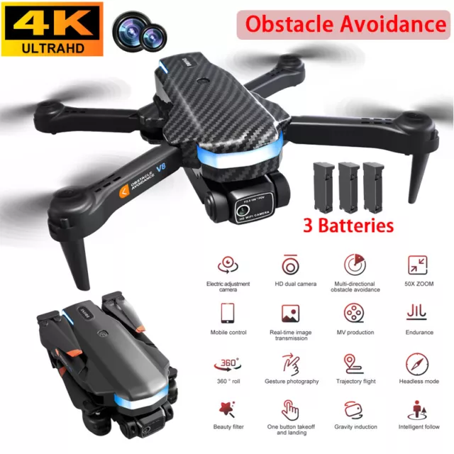 RC Drone 4K HD Dual Camera WIFI FPV Obstacle Avoidance Foldable Quadcopter