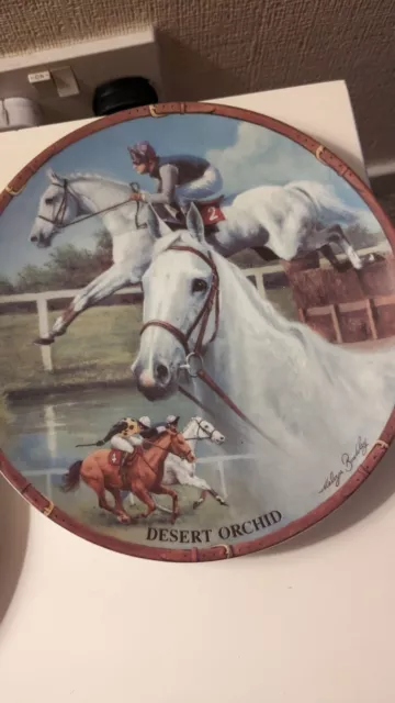 Royal worcester Red Rum and Desert orchard race horse display plates.