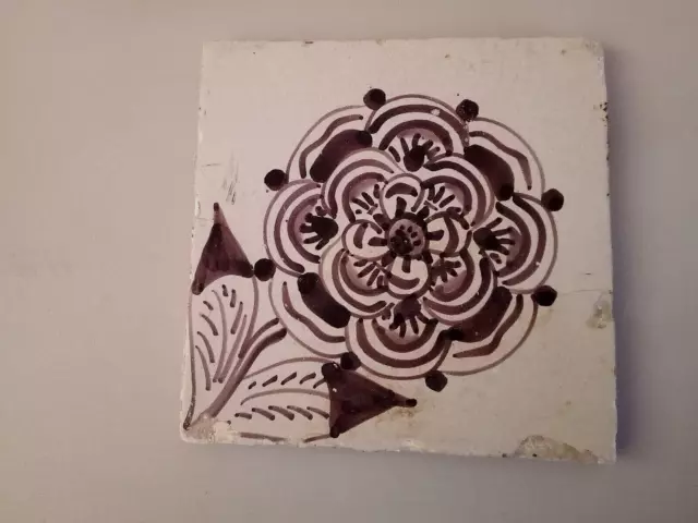 Antique Delft Manganese Floral Tile