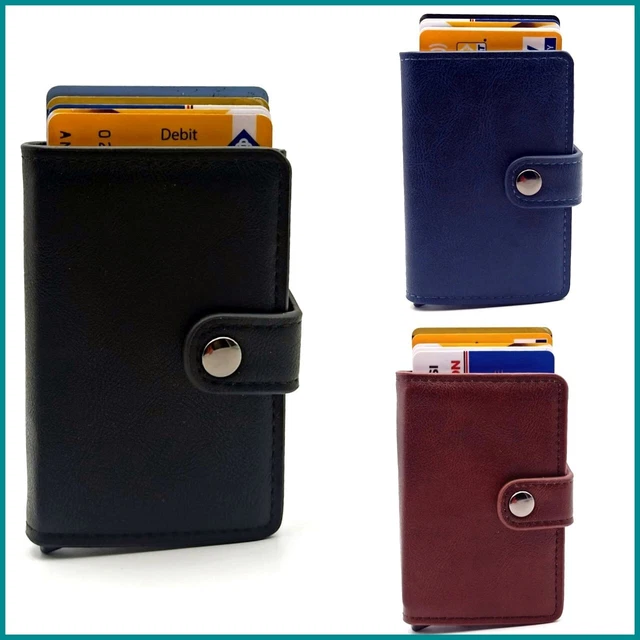 Portacarte In Pelle Visconti Collezione Slim RAZOR, Nero, Compatto Con 3 Slot E Finestra Per Foto